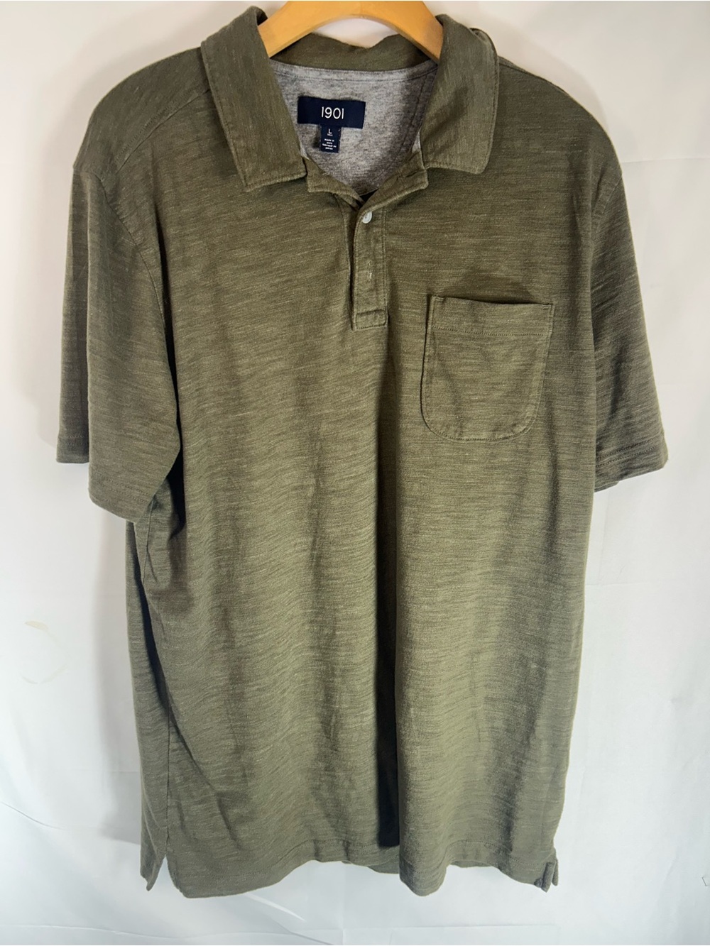1901 Men's Olive Polo Shirt with Chest Pocket